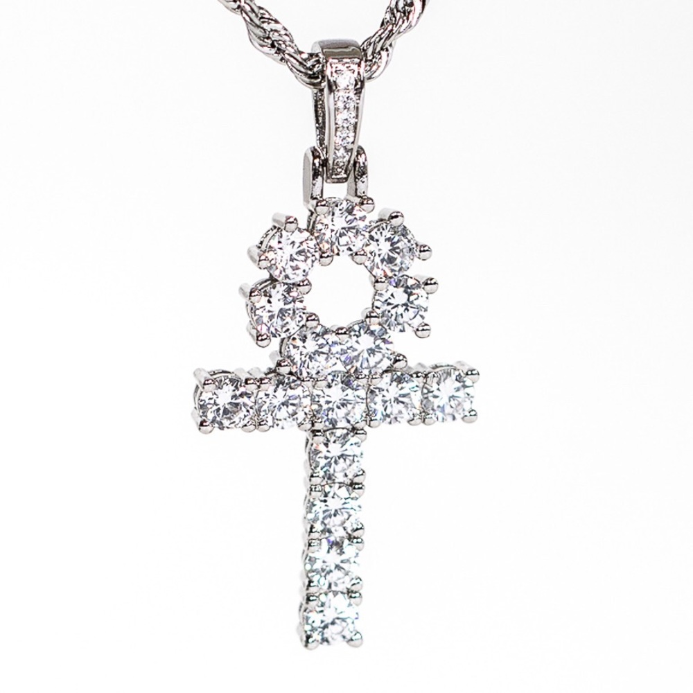 Clear Street White Gold Diamond Ankh Necklace